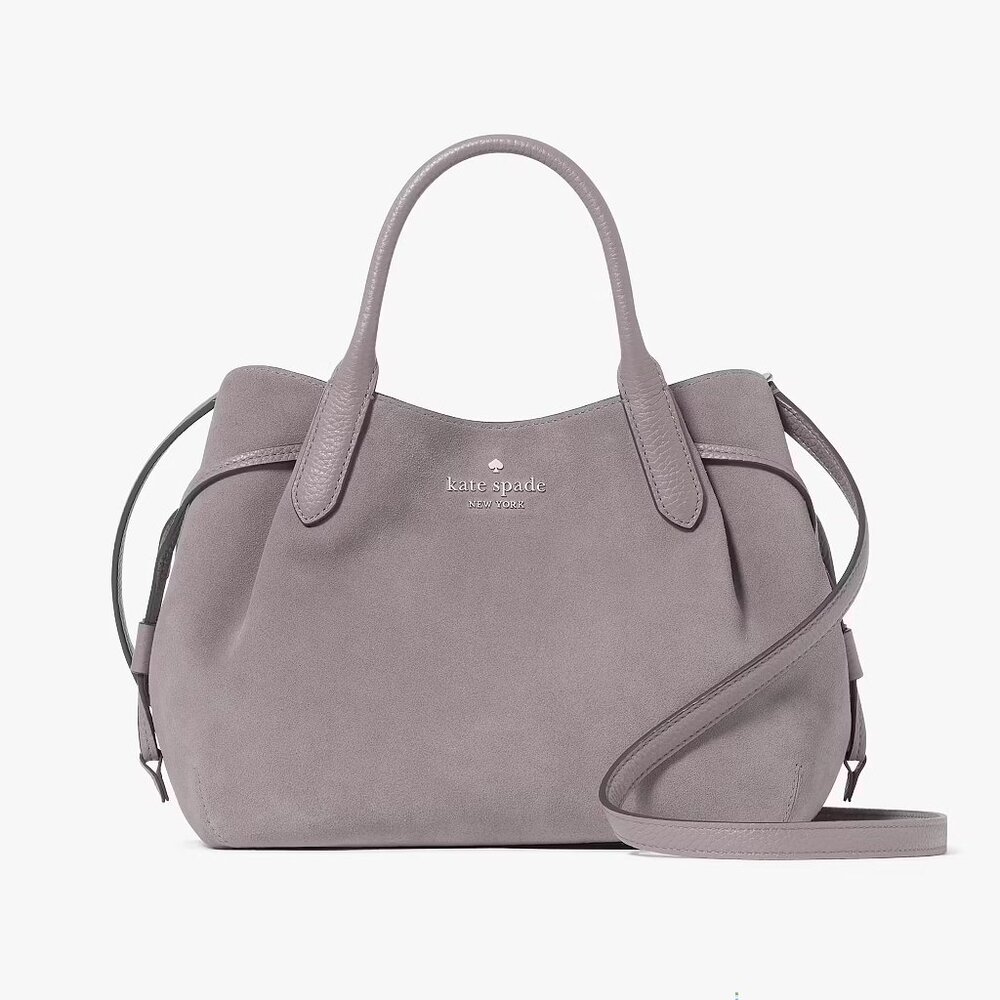 Kate Spade Dumpling Suede Small Satchel Crossbody Hare Grey NWT